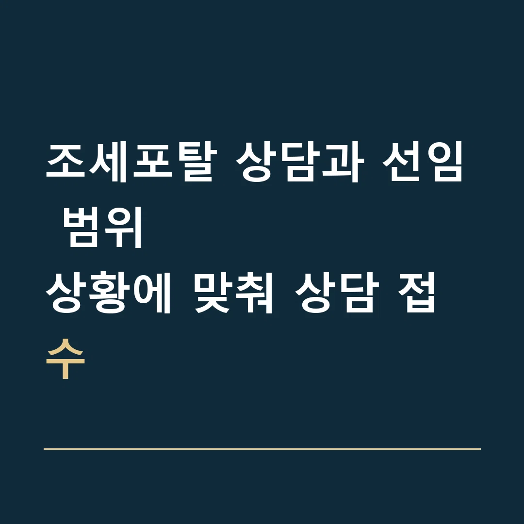 조세포탈 상담과 선임 범위 · 상황에 맞춰 상담 접수