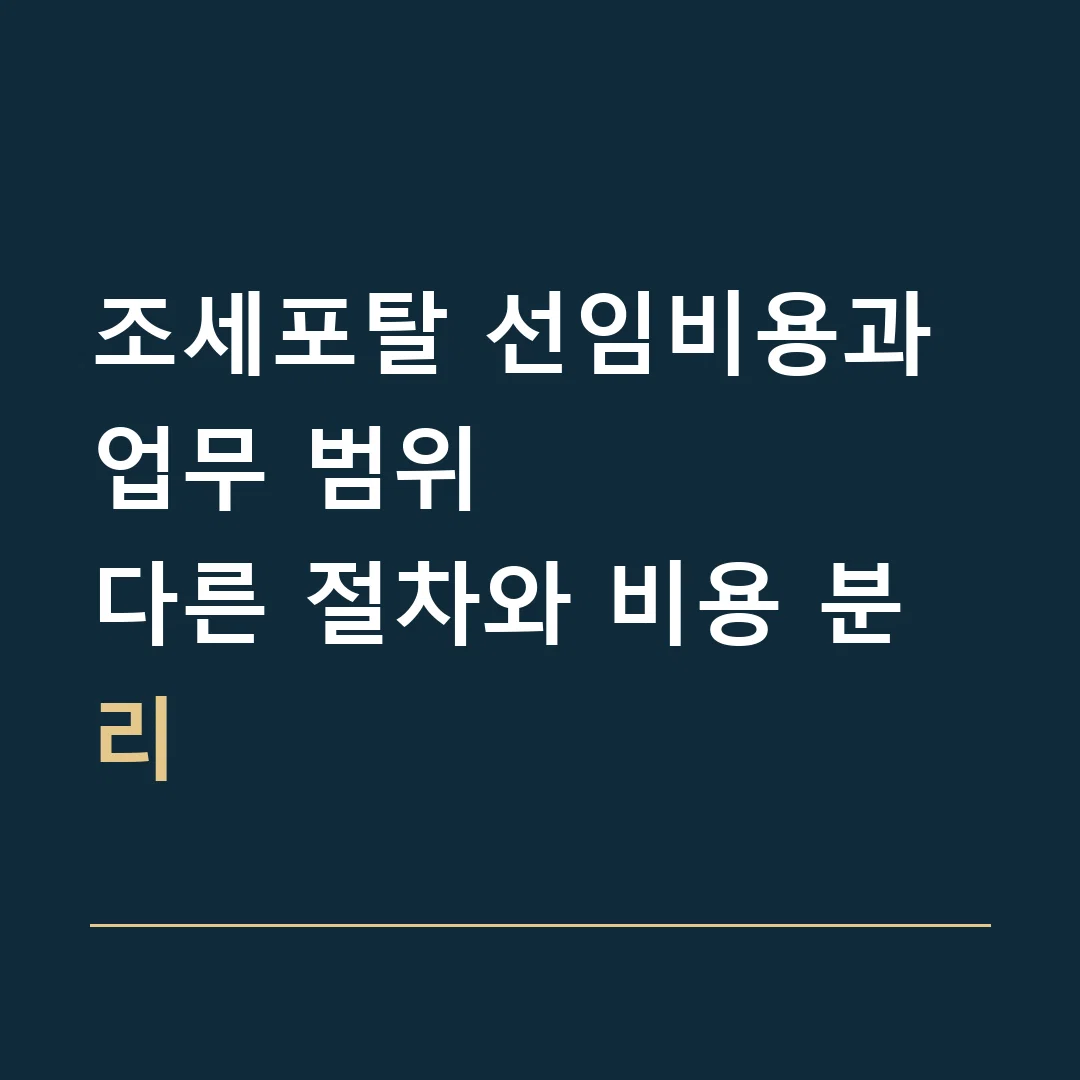 조세포탈 선임비용과 업무 범위 · 다른 절차와 비용 분리
