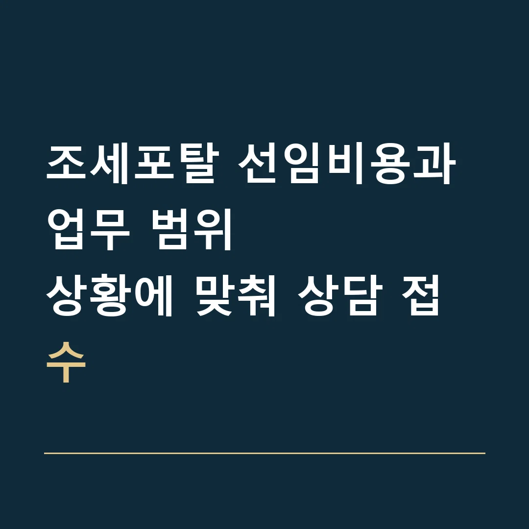조세포탈 선임비용과 업무 범위 · 상황에 맞춰 상담 접수