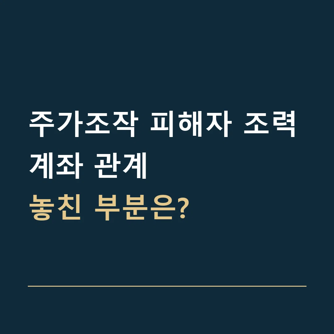 주가조작 피해자 조력 · 계좌 관계
놓친 부분은?
