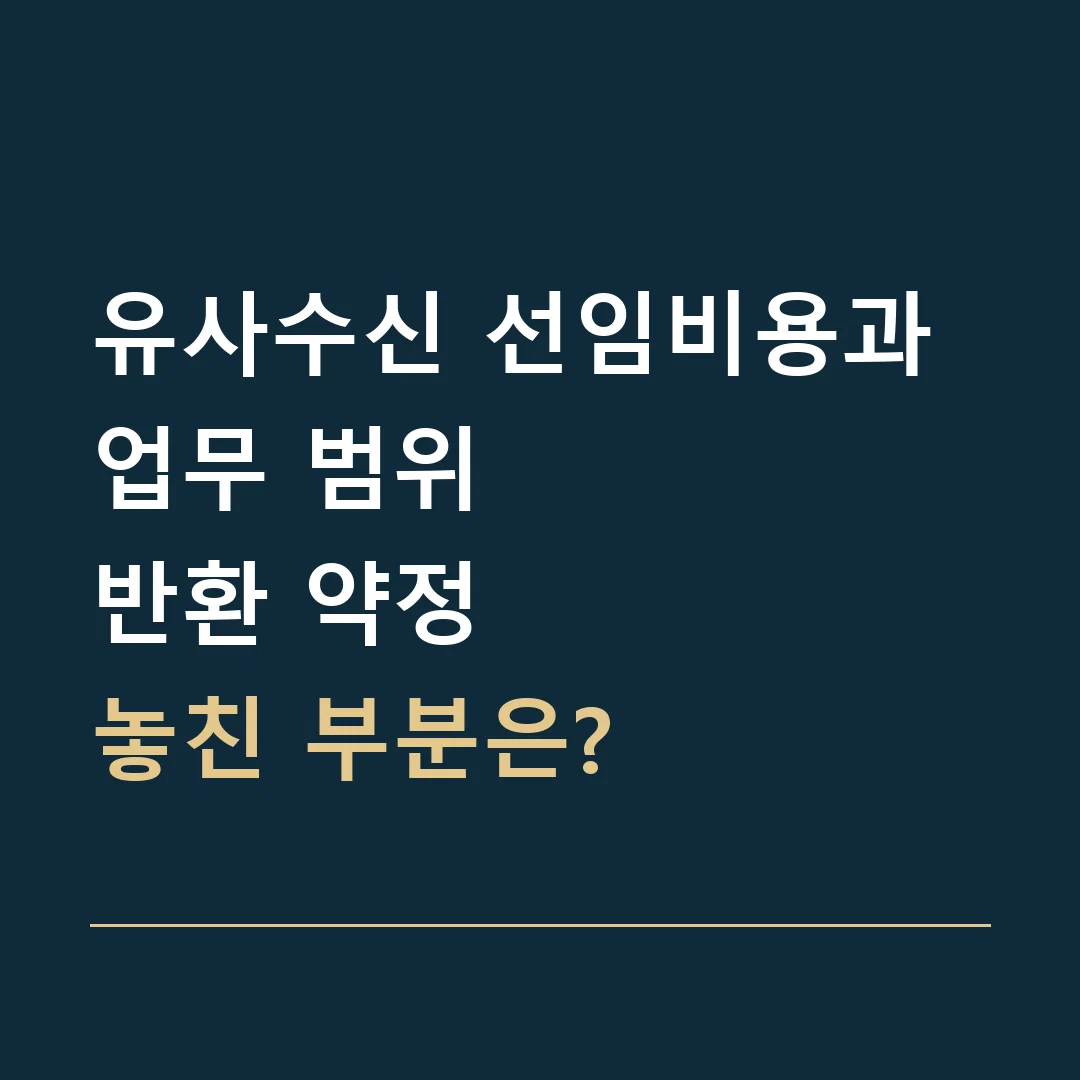 유사수신 선임비용과 업무 범위 · 반환 약정
놓친 부분은?