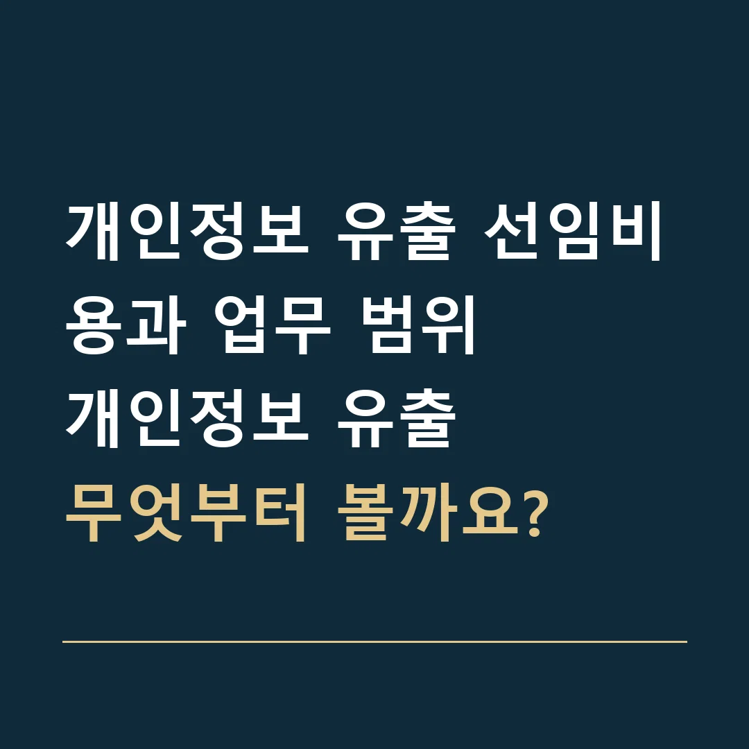 개인정보 유출 선임비용과 업무 범위 · 개인정보 유출
무엇부터 볼까요?