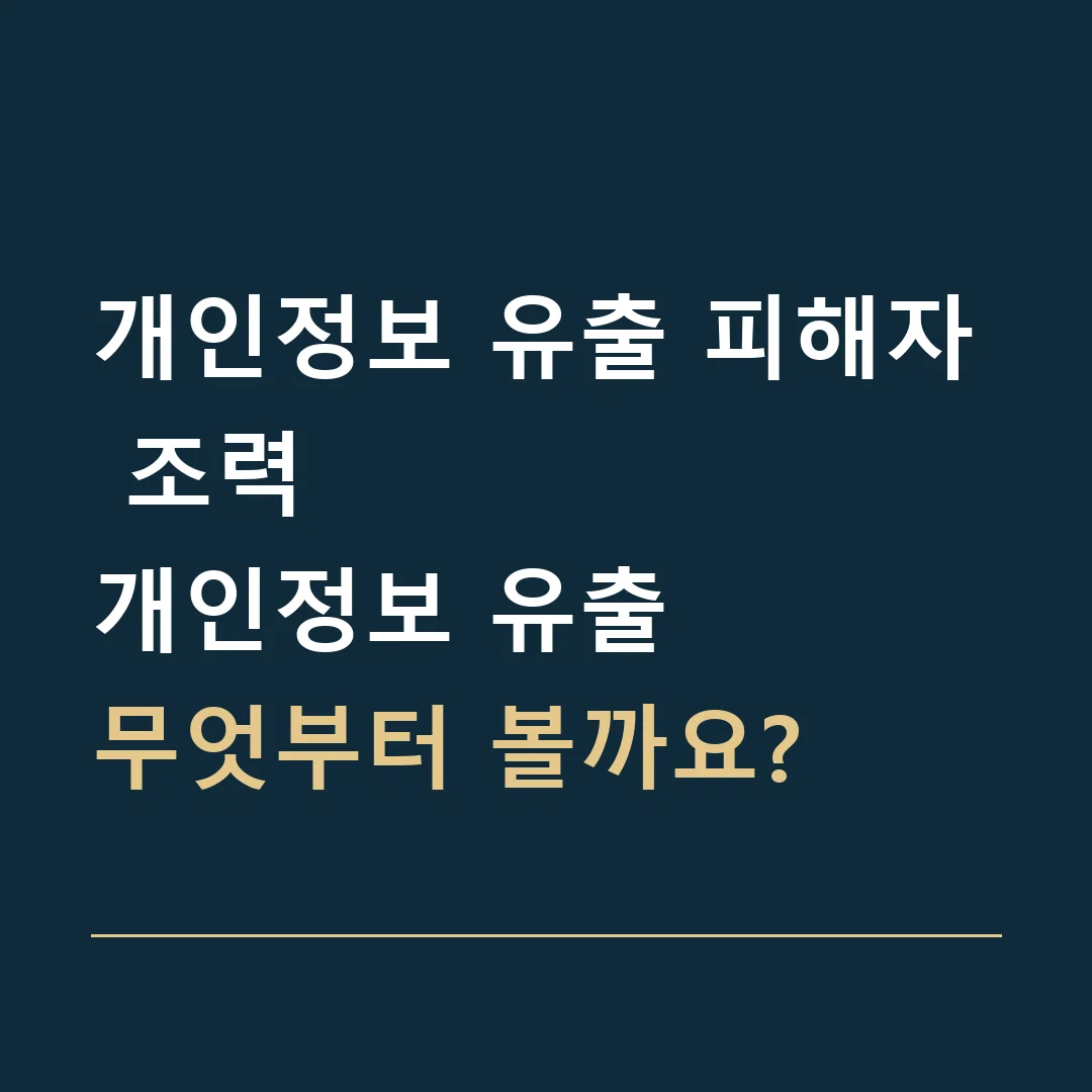 개인정보 유출 피해자 조력 · 개인정보 유출
무엇부터 볼까요?
