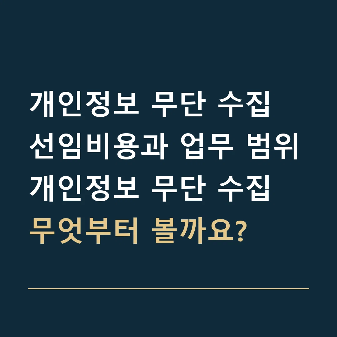 개인정보 무단 수집 선임비용과 업무 범위 · 개인정보 무단 수집
무엇부터 볼까요?