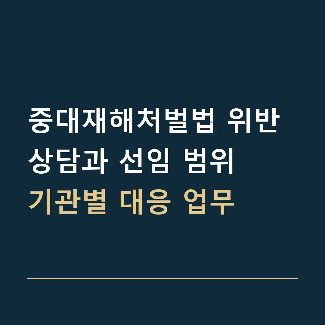 중대재해처벌법 위반 상담과 선임 범위 · 기관별 대응 업무