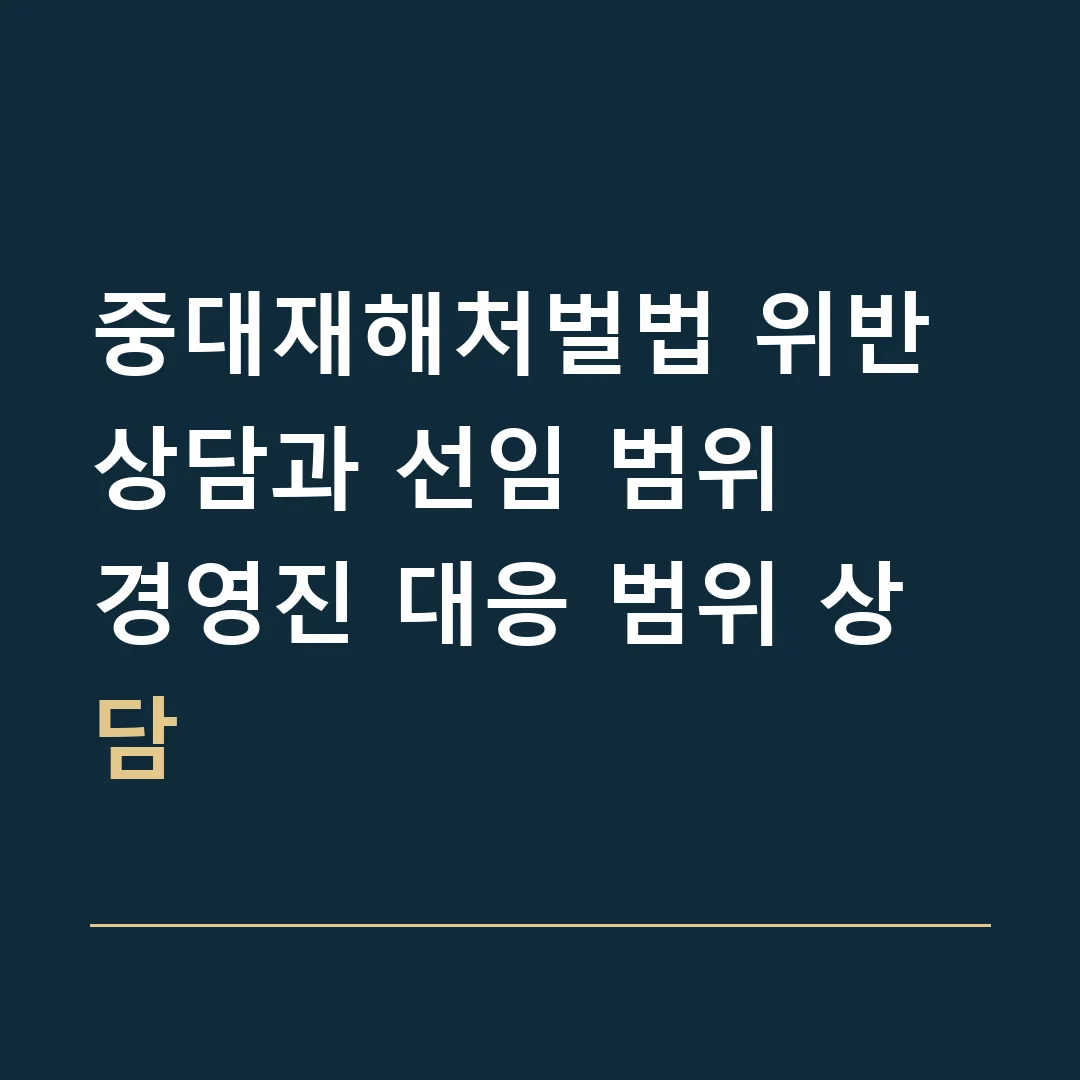 중대재해처벌법 위반 상담과 선임 범위 · 경영진 대응 범위 상담