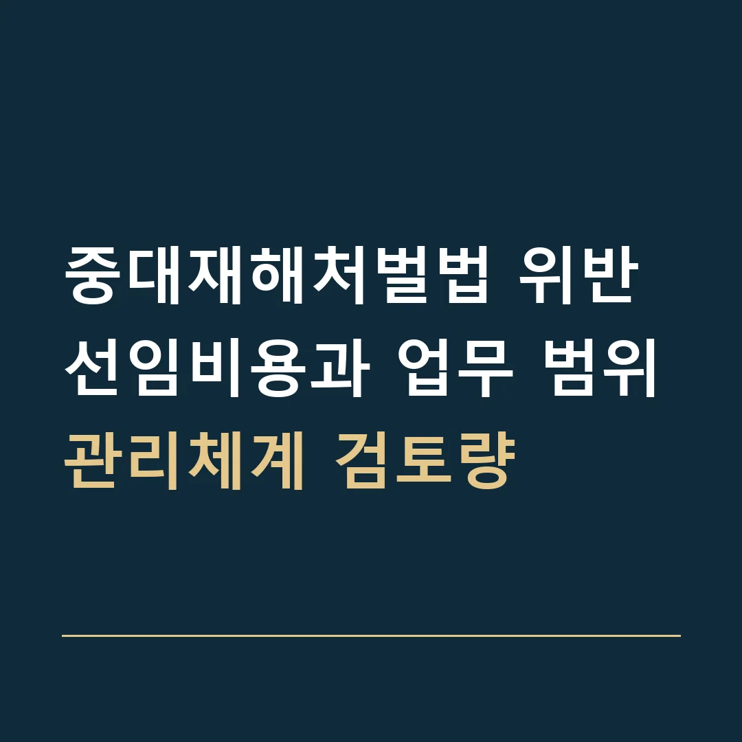 중대재해처벌법 위반 선임비용과 업무 범위 · 관리체계 검토량