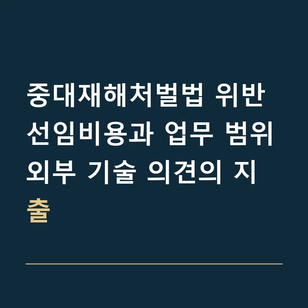 중대재해처벌법 위반 선임비용과 업무 범위 · 외부 기술 의견의 지출