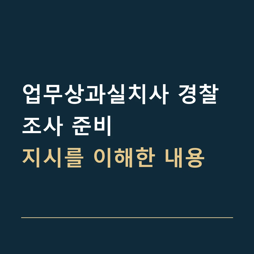 업무상과실치사 경찰조사 준비 · 지시를 이해한 내용
