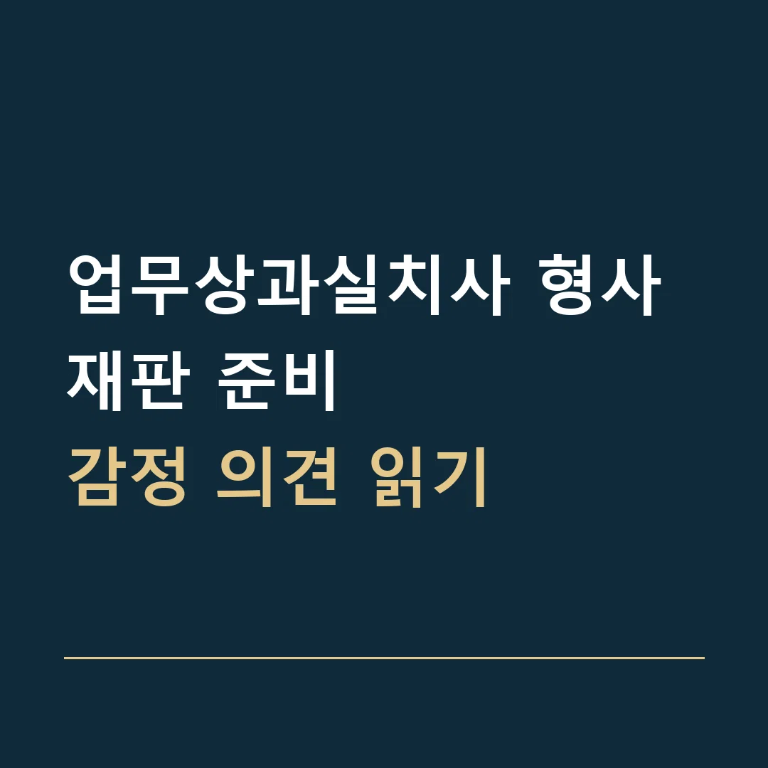 업무상과실치사 형사재판 준비 · 감정 의견 읽기