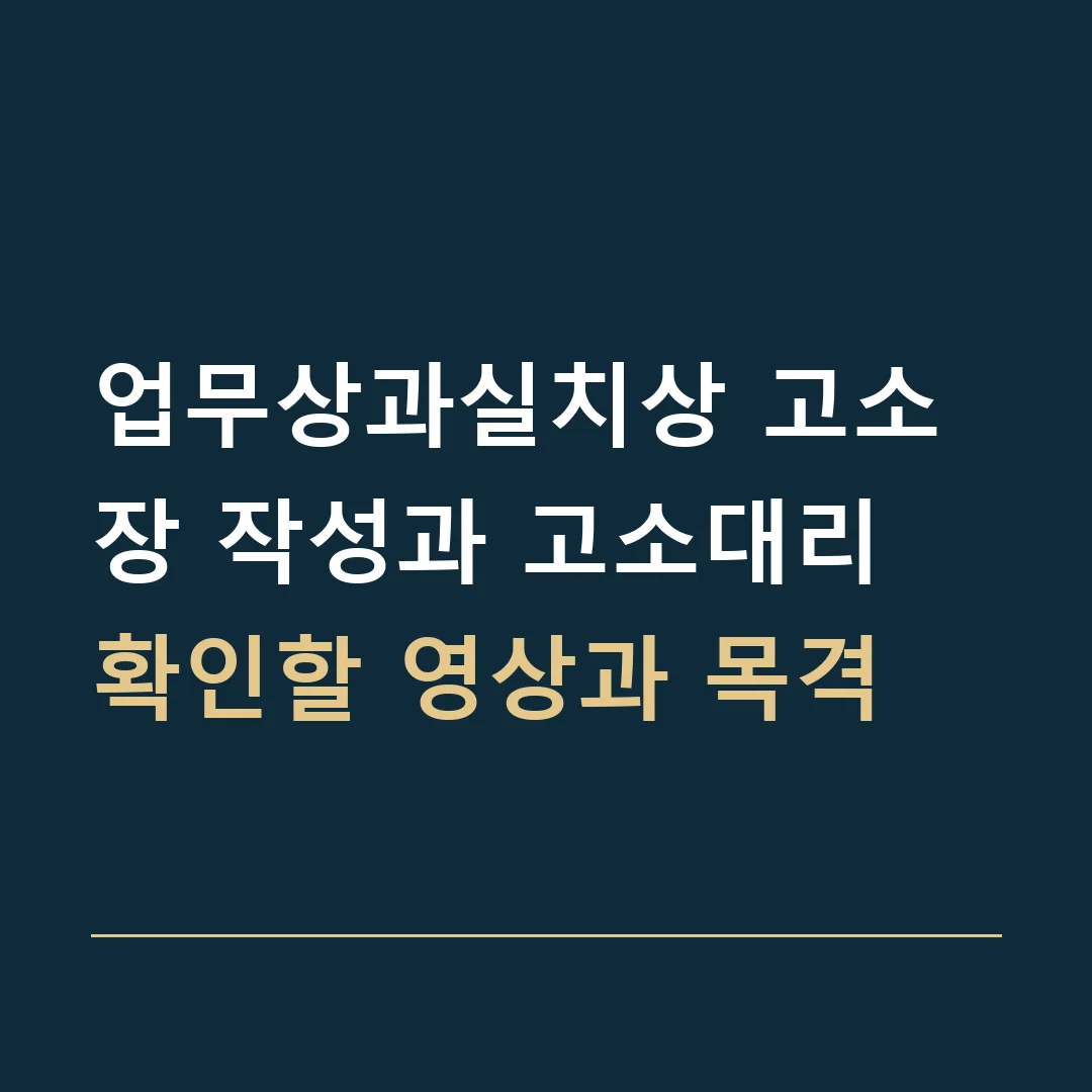 업무상과실치상 고소장 작성과 고소대리 · 확인할 영상과 목격