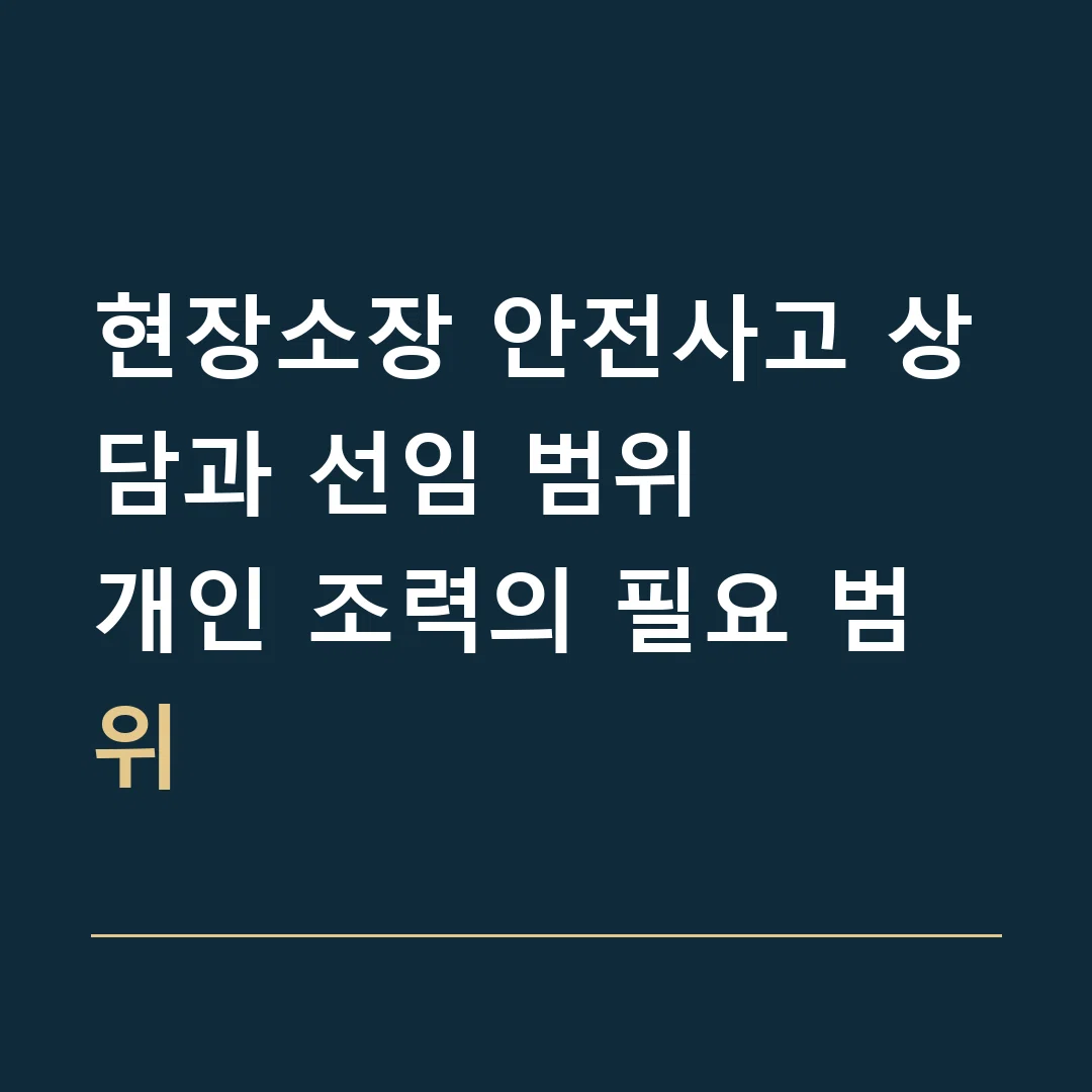 현장소장 안전사고 상담과 선임 범위 · 개인 조력의 필요 범위