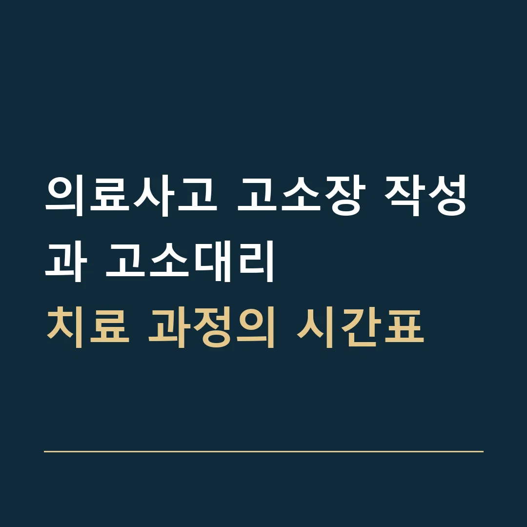 의료사고 고소장 작성과 고소대리 · 치료 과정의 시간표