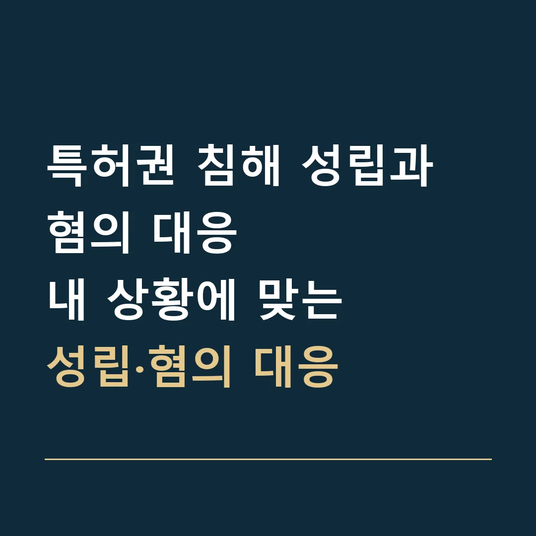 특허권 침해 성립과 혐의 대응 · 내 상황에 맞는
성립·혐의 대응