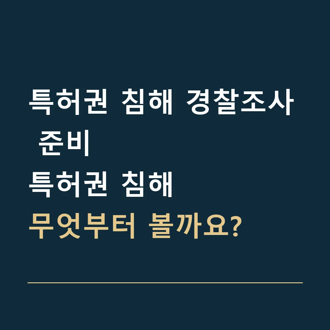 특허권 침해 경찰조사 준비 · 특허권 침해
무엇부터 볼까요?