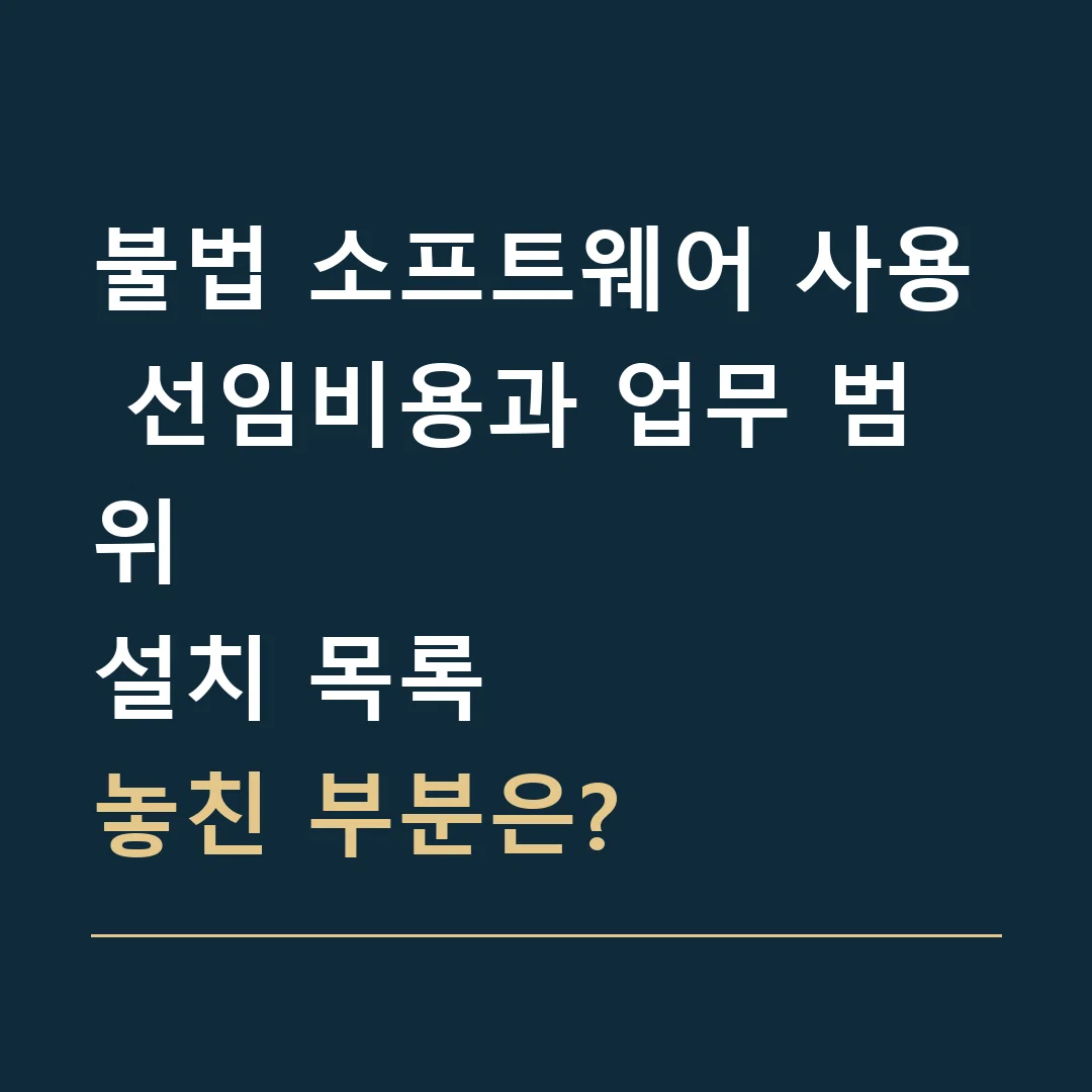 불법 소프트웨어 사용 선임비용과 업무 범위 · 설치 목록
놓친 부분은?