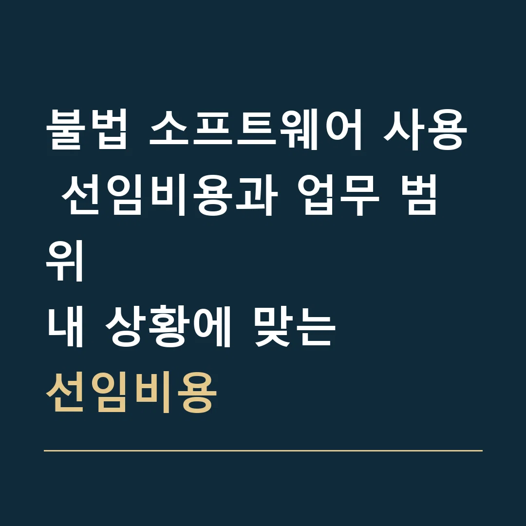 불법 소프트웨어 사용 선임비용과 업무 범위 · 내 상황에 맞는
선임비용