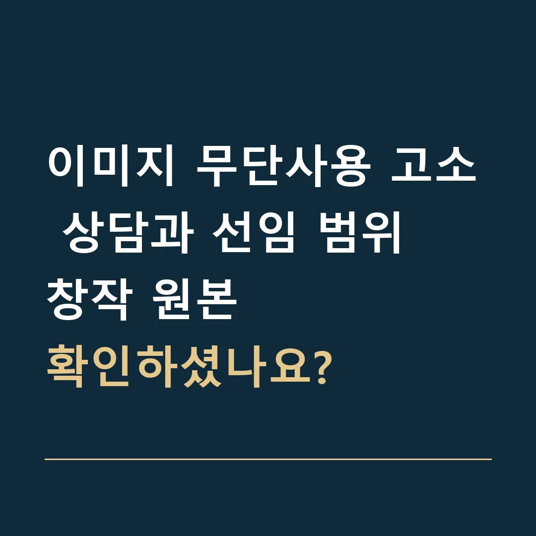 이미지 무단사용 고소 상담과 선임 범위 · 창작 원본
확인하셨나요?