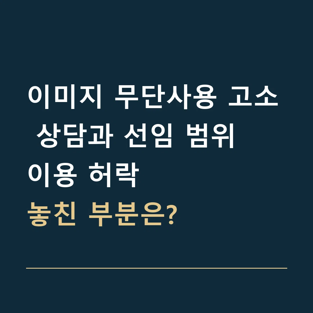 이미지 무단사용 고소 상담과 선임 범위 · 이용 허락
놓친 부분은?