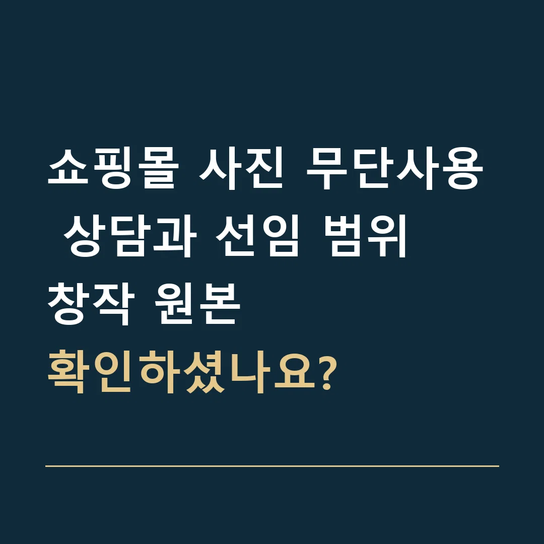 쇼핑몰 사진 무단사용 상담과 선임 범위 · 창작 원본
확인하셨나요?