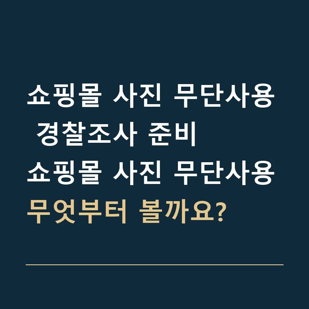 쇼핑몰 사진 무단사용 경찰조사 준비 · 쇼핑몰 사진 무단사용
무엇부터 볼까요?