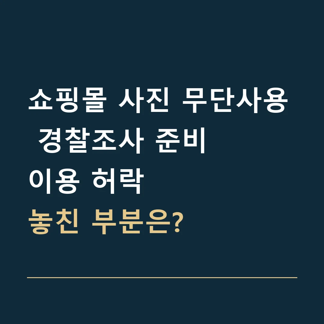 쇼핑몰 사진 무단사용 경찰조사 준비 · 이용 허락
놓친 부분은?