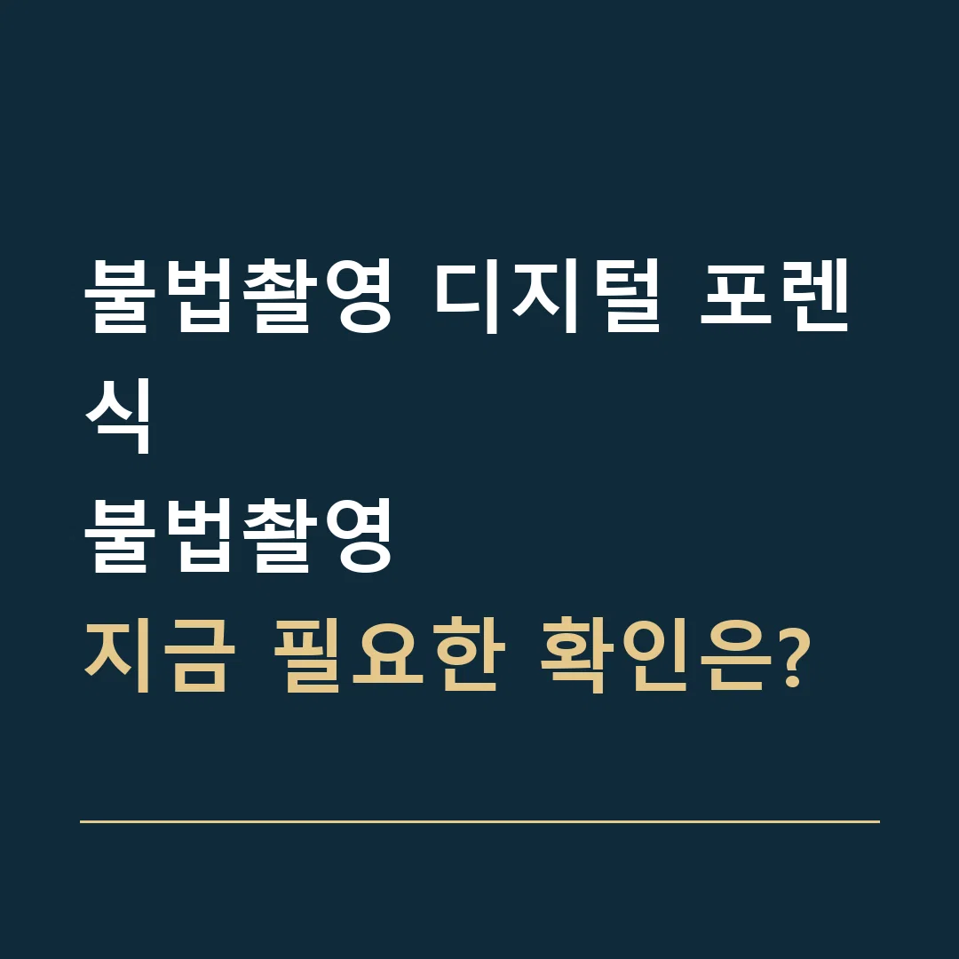 불법촬영 디지털 포렌식 · 불법촬영
지금 필요한 확인은?