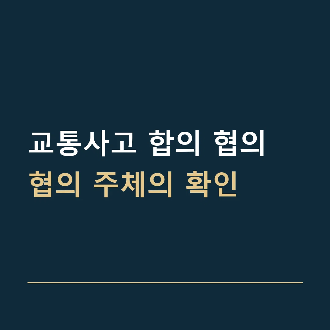 교통사고 합의 협의 · 협의 주체의 확인