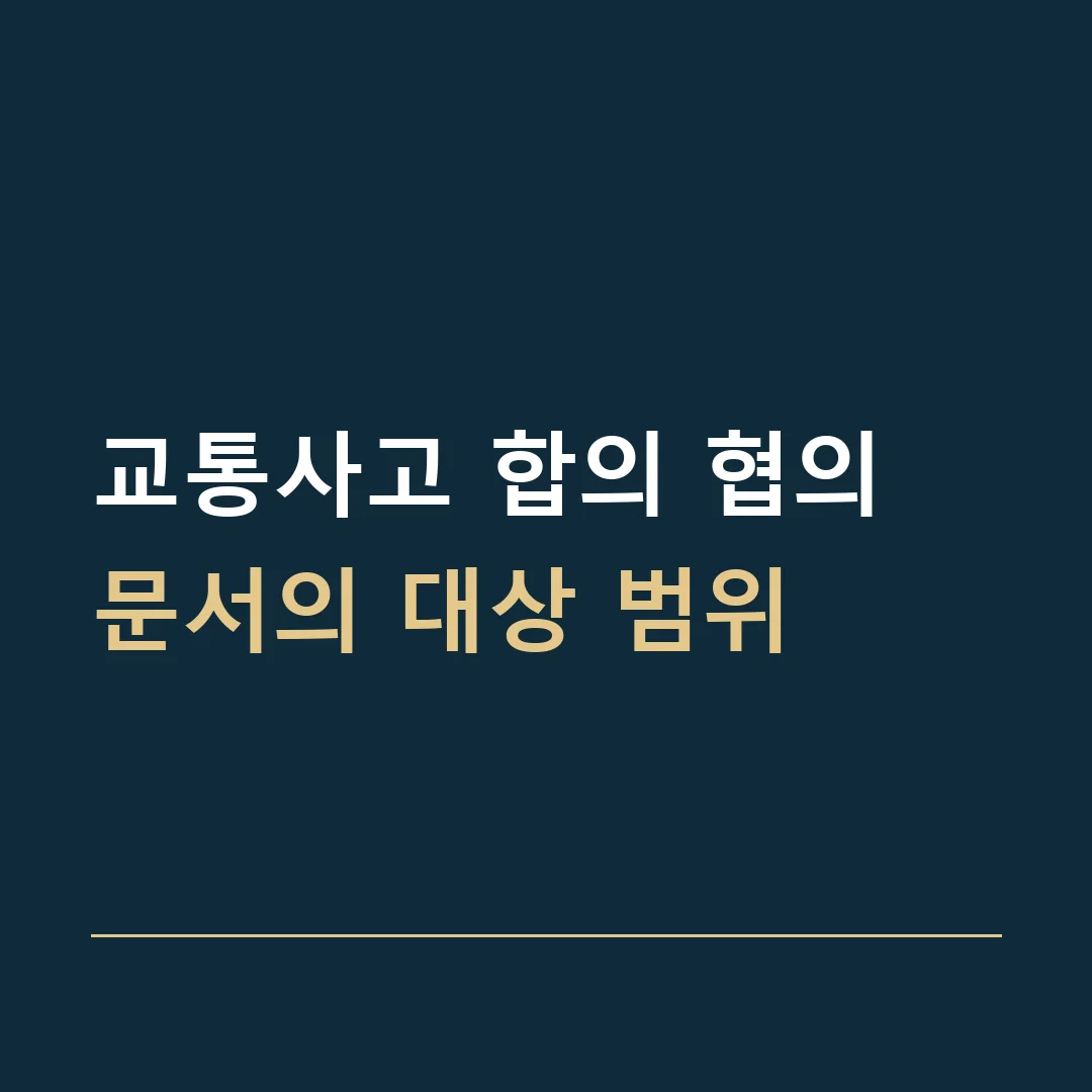 교통사고 합의 협의 · 문서의 대상 범위