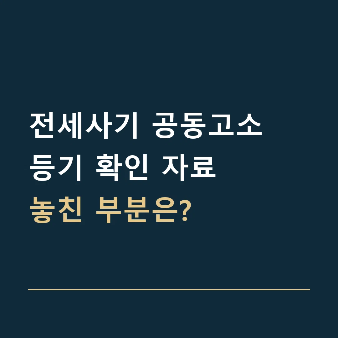 전세사기 공동고소 · 등기 확인 자료
놓친 부분은?