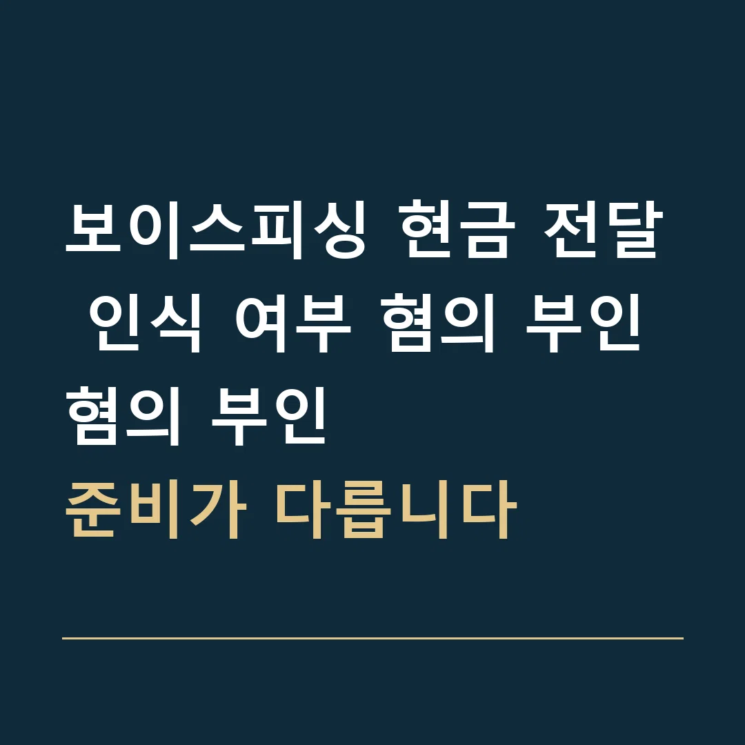 보이스피싱 현금 전달 인식 여부 혐의 부인 · 혐의 부인
준비가 다릅니다