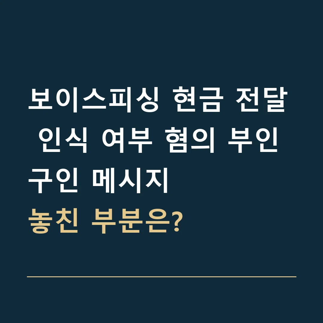보이스피싱 현금 전달 인식 여부 혐의 부인 · 구인 메시지
놓친 부분은?