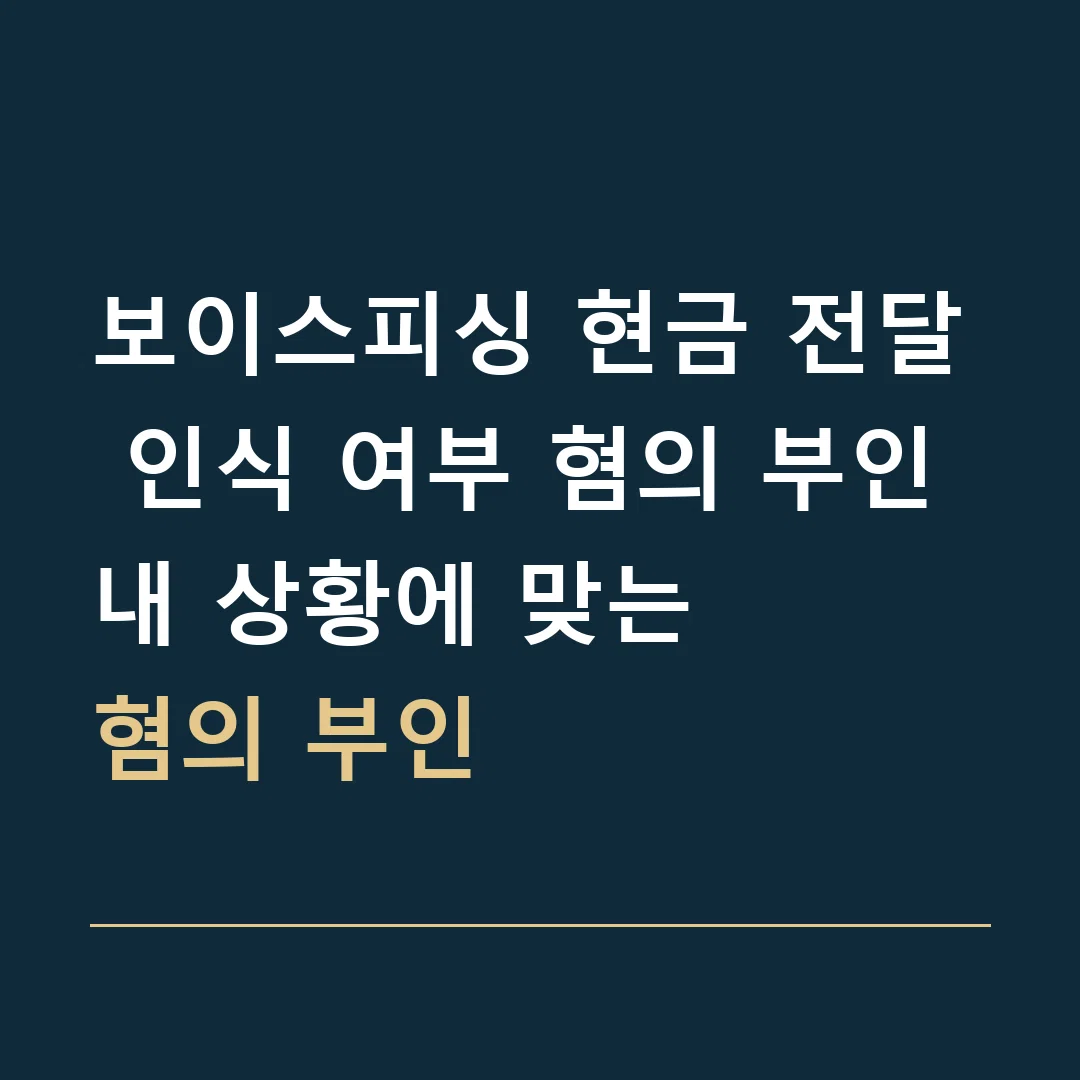 보이스피싱 현금 전달 인식 여부 혐의 부인 · 내 상황에 맞는
혐의 부인