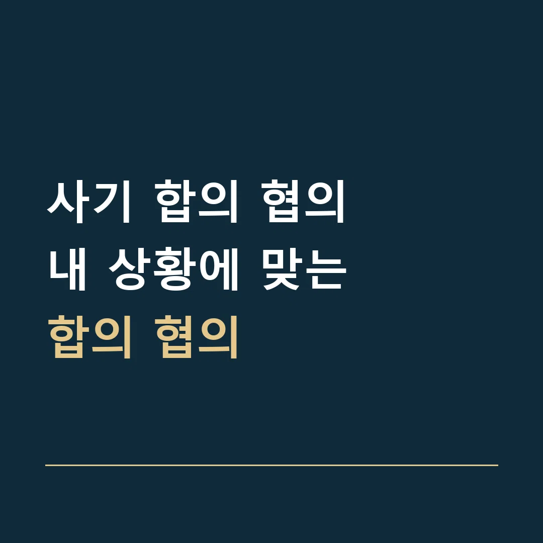 사기 합의 협의 · 내 상황에 맞는
합의 협의