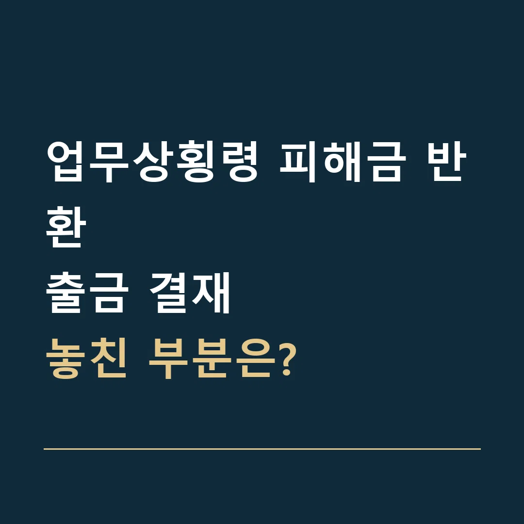 업무상횡령 피해금 반환 · 출금 결재
놓친 부분은?