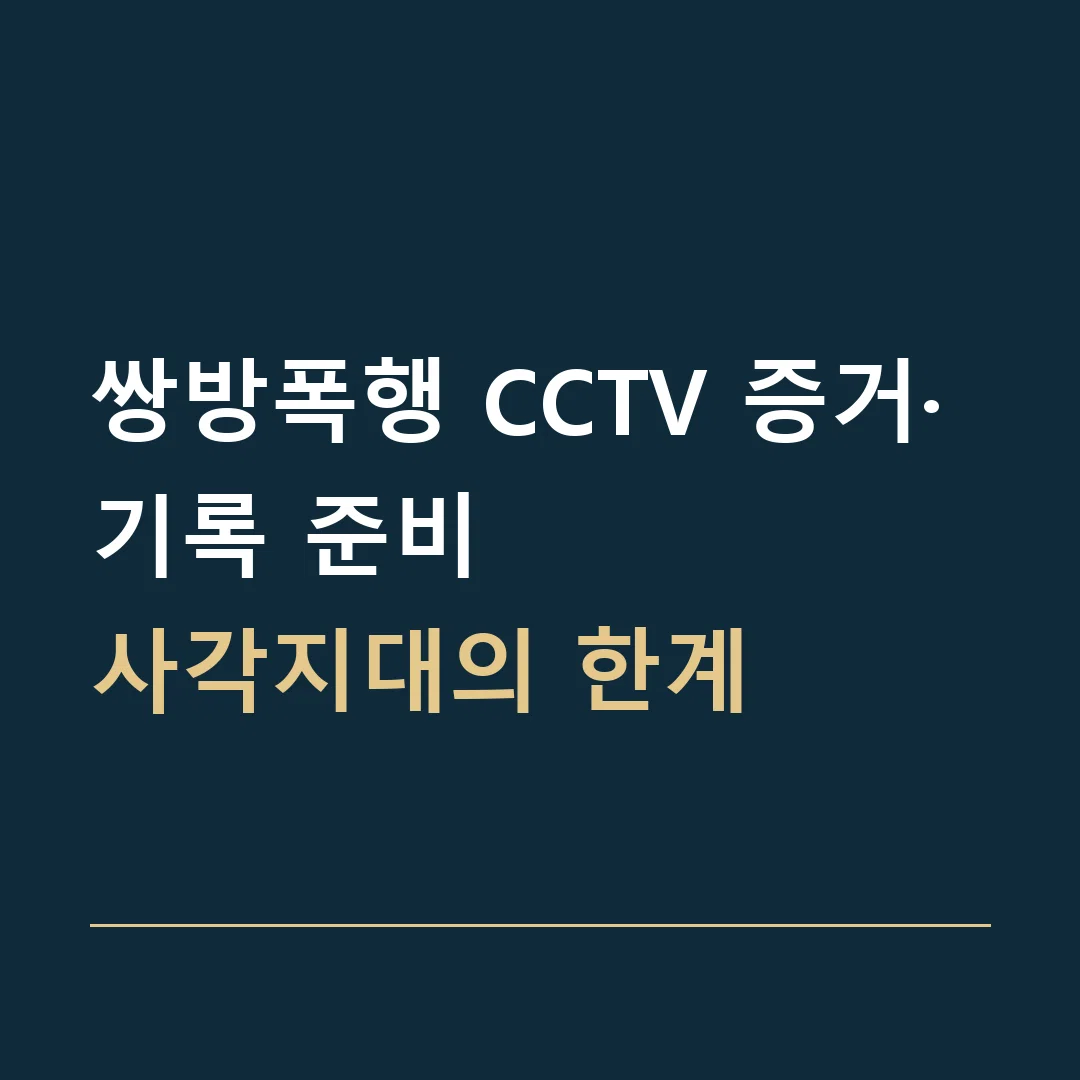 쌍방폭행 CCTV 증거·기록 준비 · 사각지대의 한계