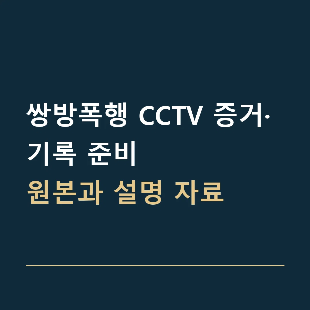 쌍방폭행 CCTV 증거·기록 준비 · 원본과 설명 자료