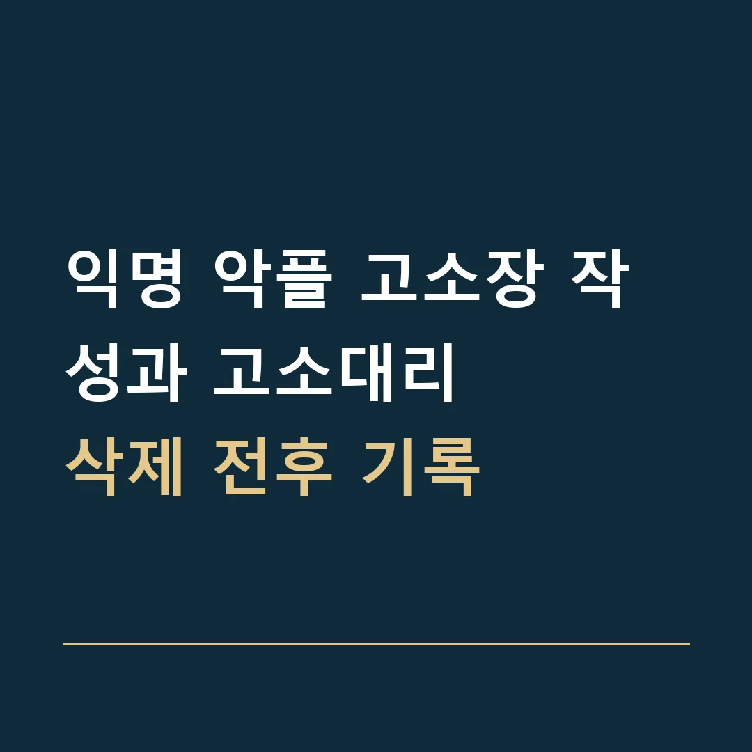 익명 악플 고소장 작성과 고소대리 · 삭제 전후 기록