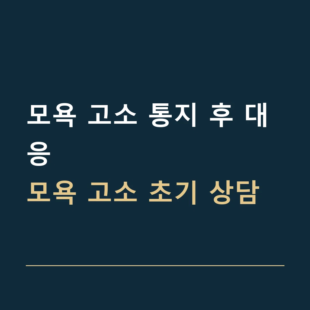 모욕 고소 통지 후 대응 · 모욕 고소 초기 상담