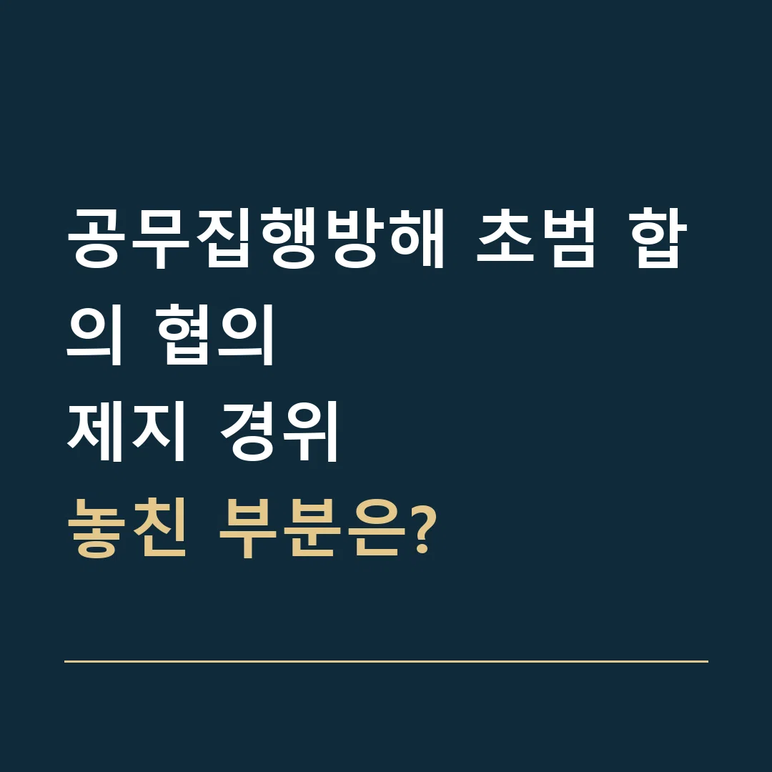 공무집행방해 초범 합의 협의 · 제지 경위
놓친 부분은?