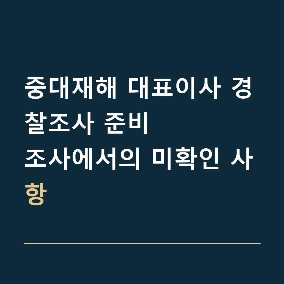 중대재해 대표이사 경찰조사 준비 · 조사에서의 미확인 사항