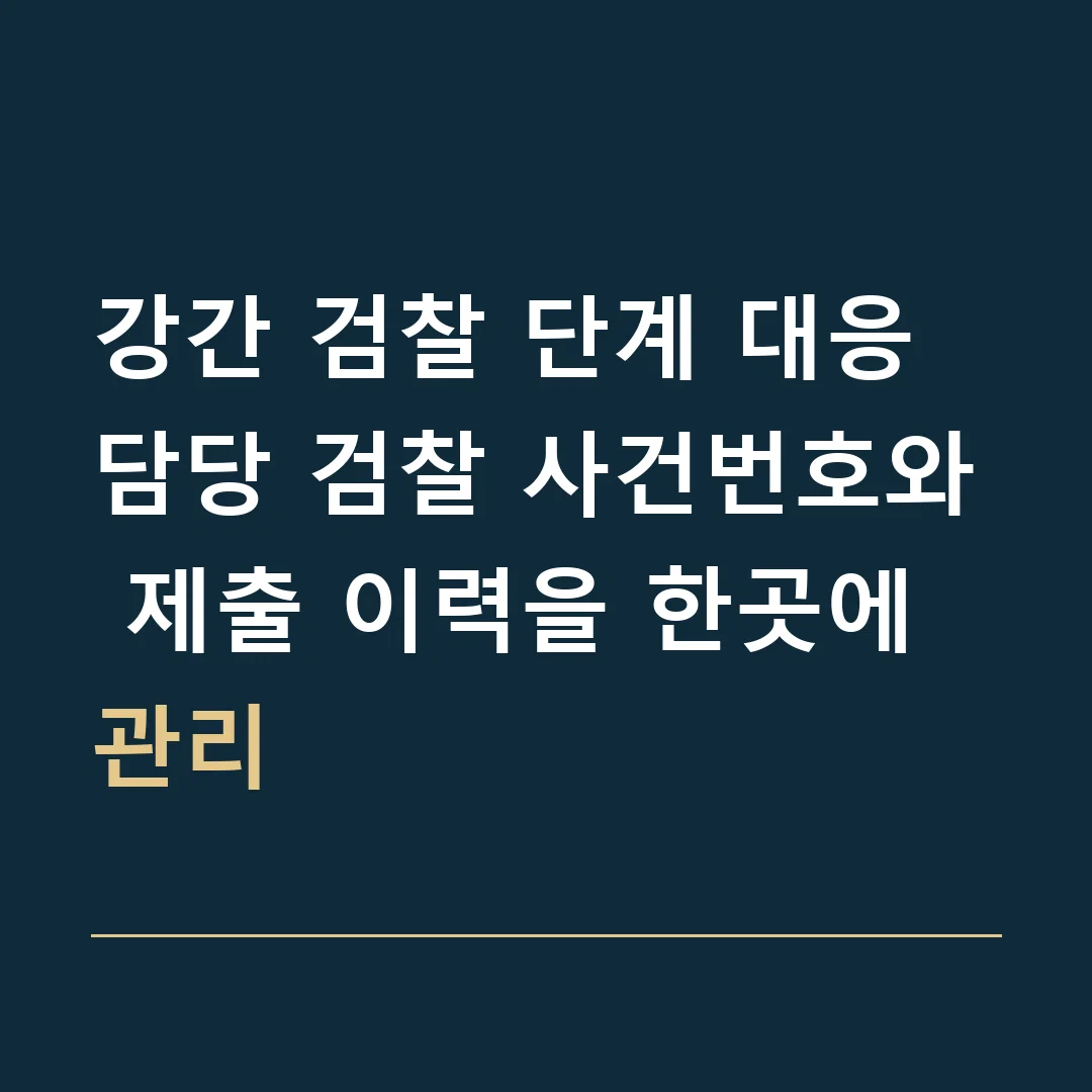 강간 검찰 단계 대응 · 담당 검찰 사건번호와 제출 이력을 한곳에 관리