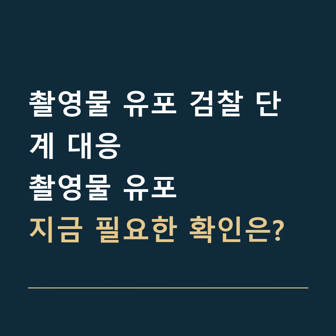 촬영물 유포 검찰 단계 대응 · 촬영물 유포
지금 필요한 확인은?