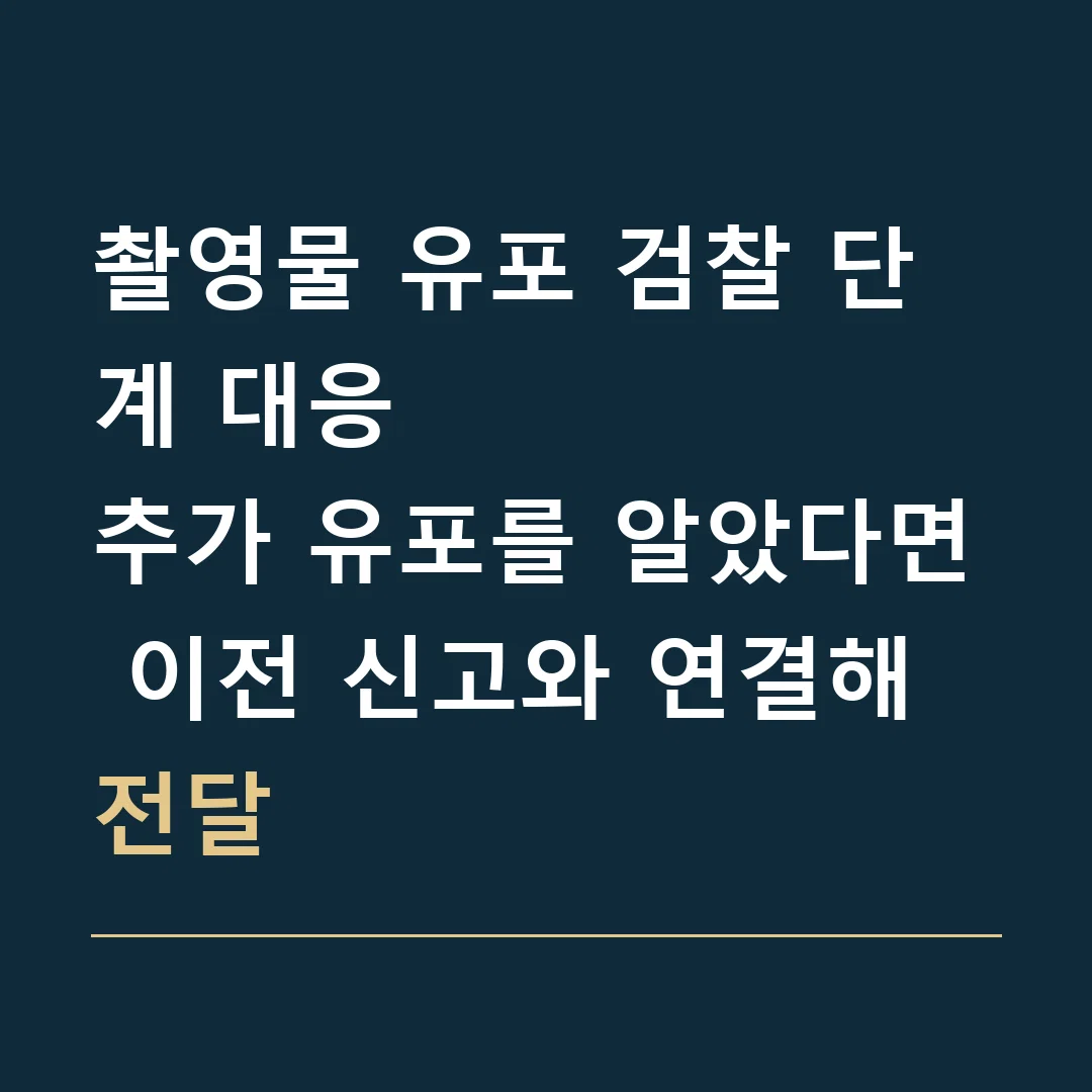 촬영물 유포 검찰 단계 대응 · 추가 유포를 알았다면 이전 신고와 연결해 전달