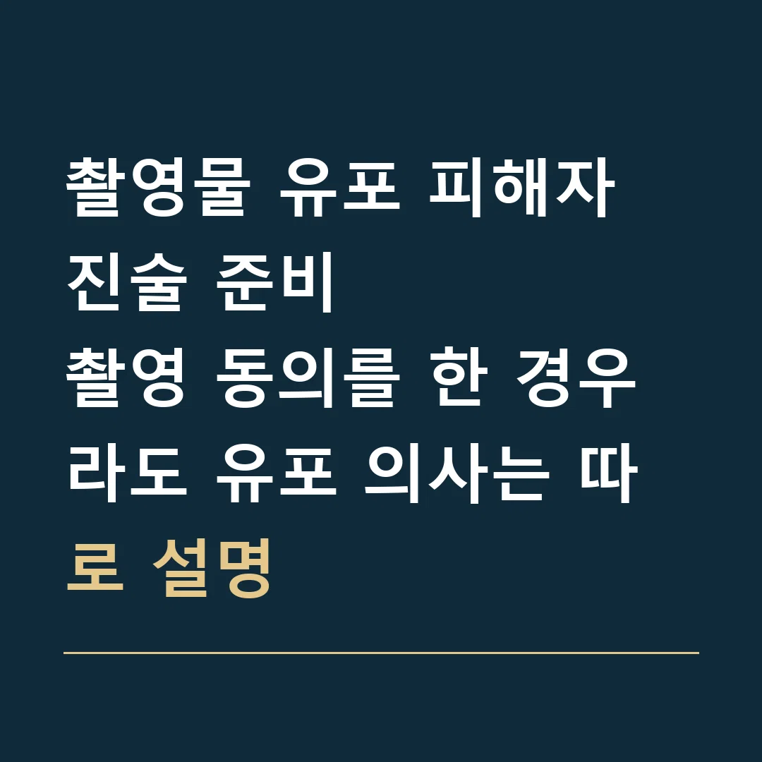 촬영물 유포 피해자 진술 준비 · 촬영 동의를 한 경우라도 유포 의사는 따로 설명