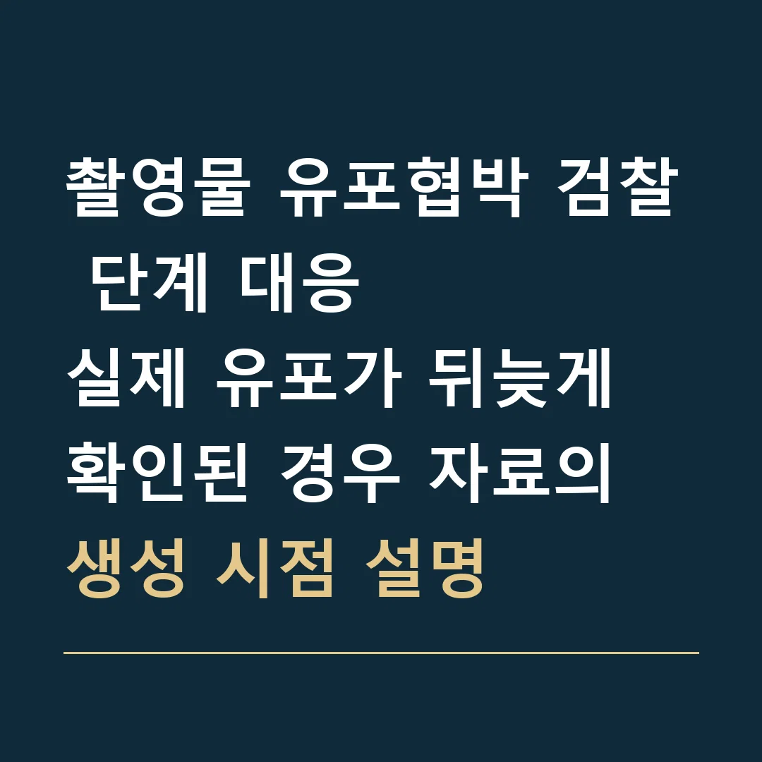 촬영물 유포협박 검찰 단계 대응 · 실제 유포가 뒤늦게 확인된 경우 자료의 생성 시점 설명
