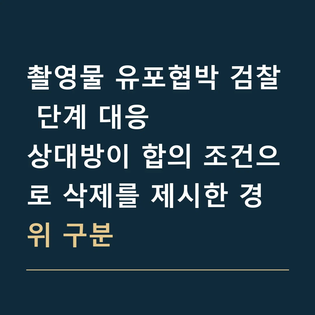 촬영물 유포협박 검찰 단계 대응 · 상대방이 합의 조건으로 삭제를 제시한 경위 구분