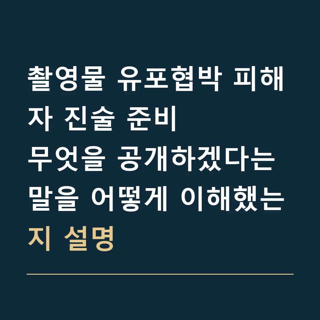 촬영물 유포협박 피해자 진술 준비 · 무엇을 공개하겠다는 말을 어떻게 이해했는지 설명