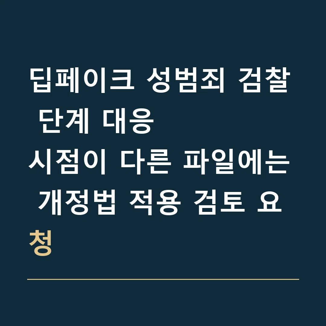딥페이크 성범죄 검찰 단계 대응 · 시점이 다른 파일에는 개정법 적용 검토 요청