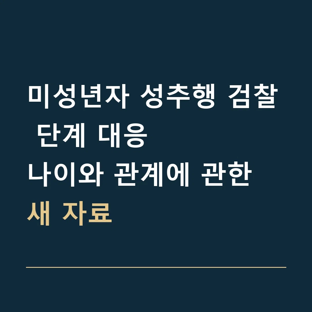 미성년자 성추행 검찰 단계 대응 · 나이와 관계에 관한 새 자료